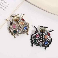 Women Men Rhinestone Beetle Brooches Ladybug Pin Insect Jewelry  Accessories