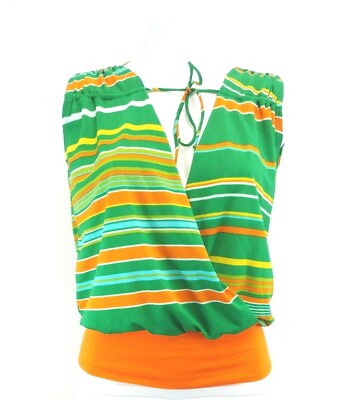 5 7 9 Women Shirt, Size X-Small, green, orange, yellow, polyester, spandex