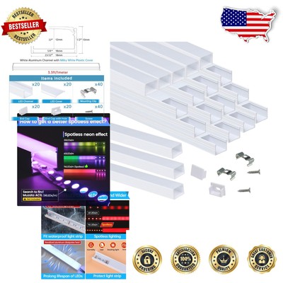 Plus-Size 1M Spotless LED Aluminum Channels - 20 Pack Soft Lighting Solution