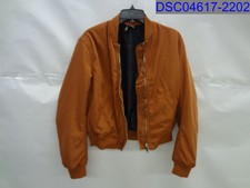 Black Mark: Divided Womens Small Tan Cropped Bomber Jacket