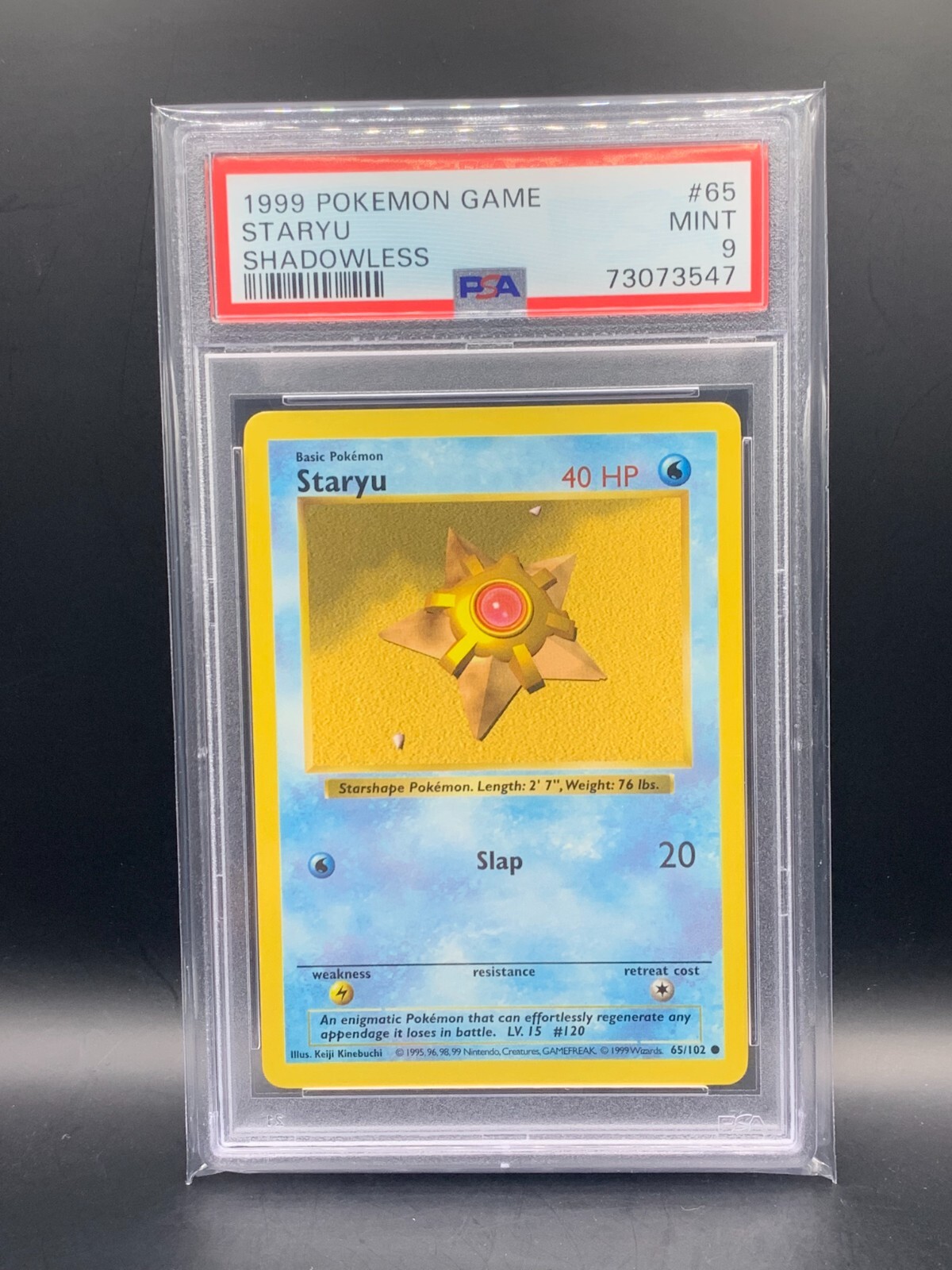 1999 Base Set Shadowless Staryu #65 PSA 9
