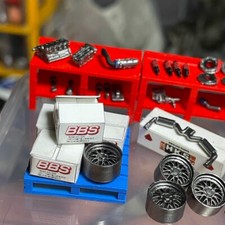 Diorama 1/64 Garage Props Model Set Car Repair Workshop Tools Scene Accessories