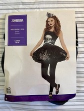 Prima Zomberina Costume Girls Large 12 - 14 Zombie Dancer Black Halloween Goth