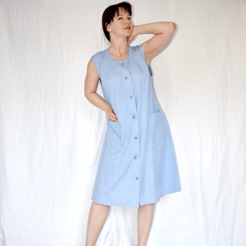 Baumwoll KITTELSCHÜRZE * L (46) * weiches Vintage Retro Sommer Minikleid