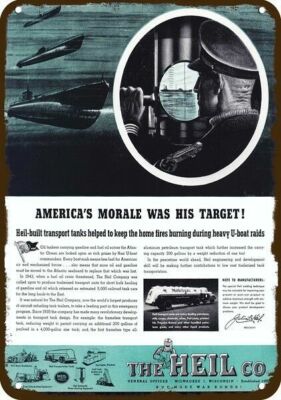1944 HEIL COMPANY Vintage Look DECORATIVE METAL SIGN SUBMARINE CAPTAIN TORPEDO S