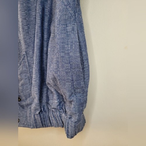 Derek Lam For Design Nation Chambray Hooded Cotton Short Sleeve Bomber Jacket - Picture 9 of 11