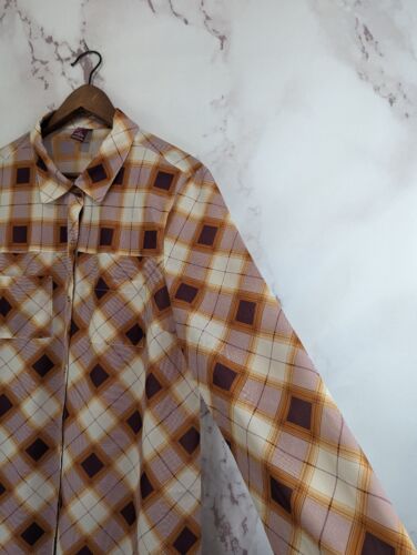Prana Dress Women XL Flint Plaid Maxi Shirt Long Button Cover Up Sheer Umber $99 - Picture 17 of 17