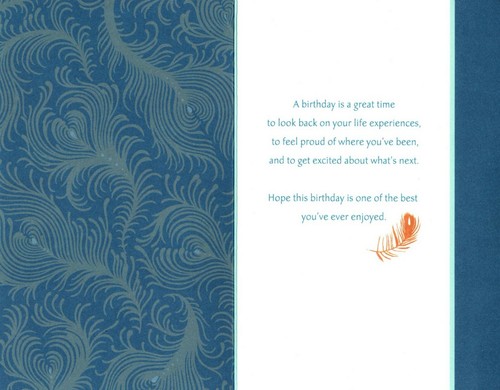 Happy Birthday Beautiful Blue & Gold Peacock Feathers Hallmark Greeting Card - Picture 2 of 3