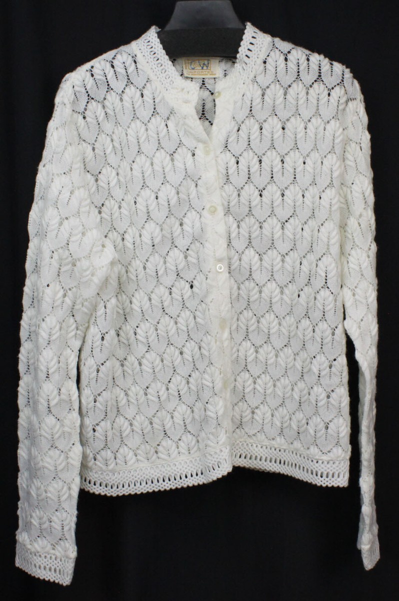 Carol Brent Cardigan Sweater Vtg Knit Retro 70s 60s Secretary 