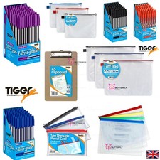 Tiger School Office Stationary A4+ A5 Tuff Bags Wallet Pencil Case Pen Clipboard