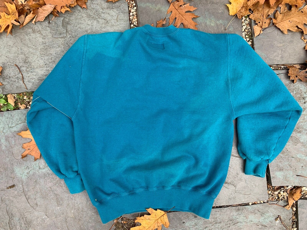 Sweat Vintage 1992 LL Bean X Russell - Bleu Sarcelle, Taille M, Col Rond Homme