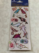 PAPER HOUSE STICKY PIX ENAMELS FANTASY CREATURES UNICORN FLORAL MAGICAL CREATURE