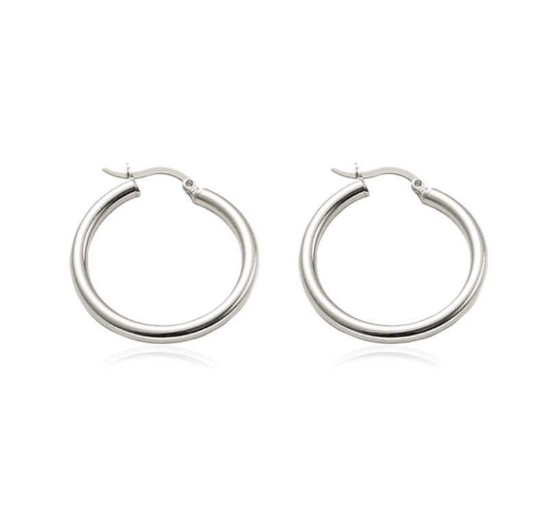 S925 Sterling Silver Men s Women s Round Pierced Hoop Earrings