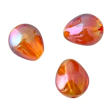 10 Celestial Crystal® 17mm Orange Amber AB Smooth Teardrop Focal Glass Beads