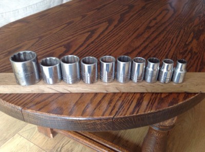 10 USA Proto Steckschlüsseleinsätze 1-1/4'' bis 7/16'' AF mit 1/2'' Antrieb alle außer einem.