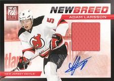 11-12 Elite Adam Larsson New Breed Materials Autograph Jersey Rookie /50 Oilers