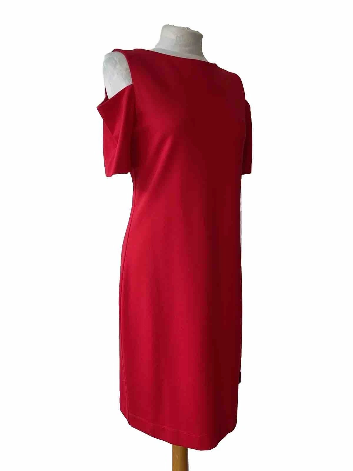 Abito Love Moschino 12 Rosso Spalle Fredde Elasticizzato Logo Sera Gare Crociera Festa