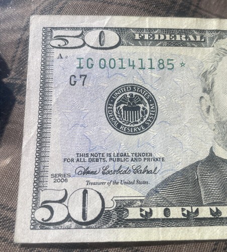 2006 $50.00 Star Note, Low Mintage, #IG 00141185* ( tan) - Picture 3 of 4