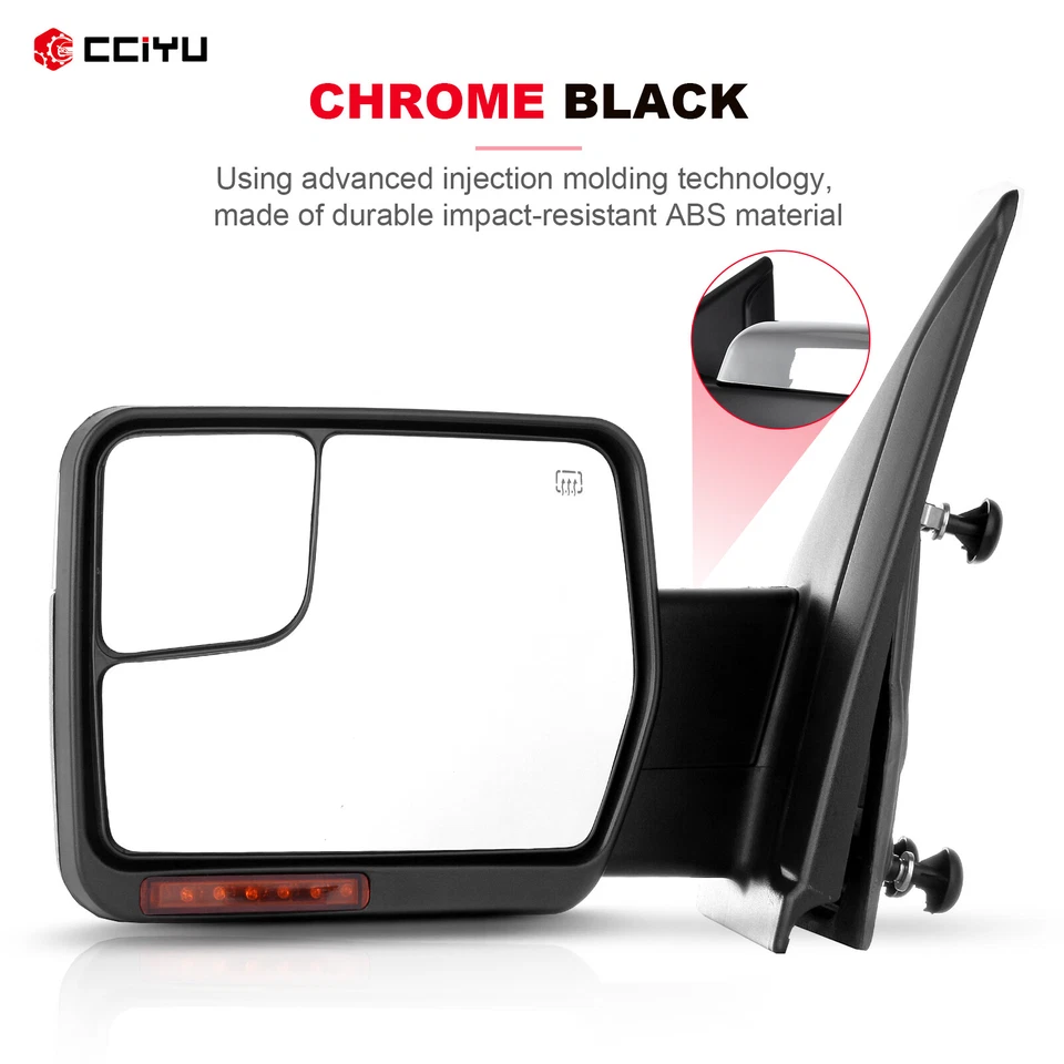 Par de espejos retrovisores laterales de remolque luces de señalización eléctricas de charco térmico para puerta Ford F150 07-14 Foto 2 de 4