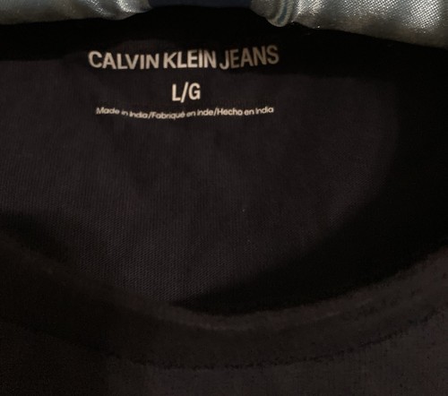 NWT Rare Calvin Klein Jeans MensHeavyweight Tee Navy Black Sleeves White Letters - Picture 7 of 11