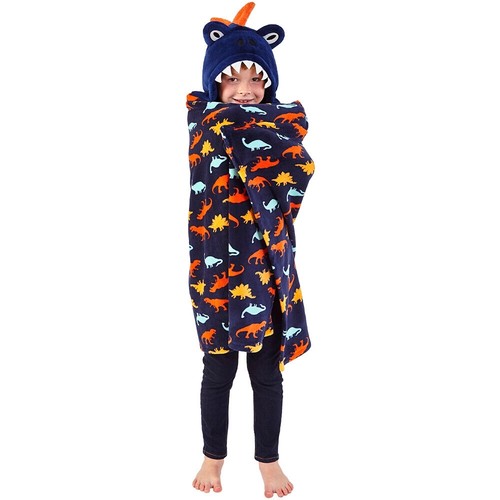 Kids Boys Girls Dinosaur Unicorn Snuggle Cuddle Blanket Novelty Hooded Fleece - Picture 44 of 46