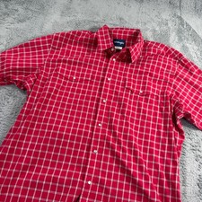 Wrangler Mens XXL Red Plaid Short Sleeve Pearl Snap Western Shirt MWR247M