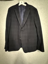 Tommy Hilfiger Blazer Sport Coat Mens 44 Blue Plaid Poly Viscose Stretch Jacket