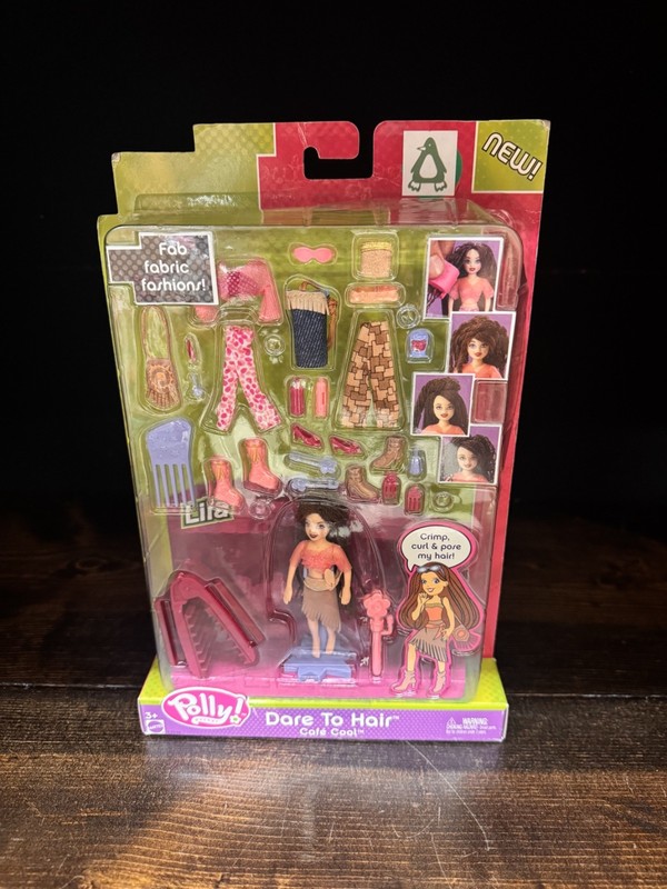 2003 Fashion Polly Pocket Dare To Hair Cafe Cool + Accessories Rare 12” Box Misp