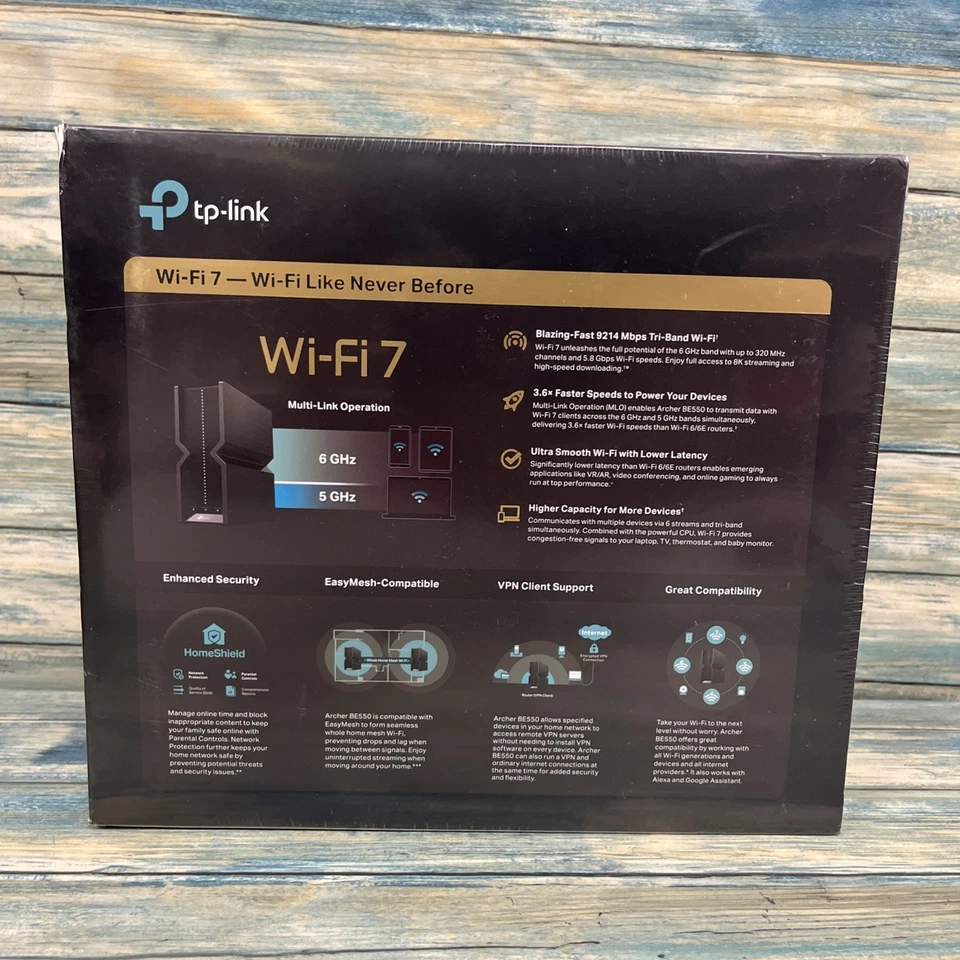 TP-Link BE9300 Tri-Band WiFi7 Router Archer BE550 6-Stream 9.2Gbps Black - Image 4 of 4