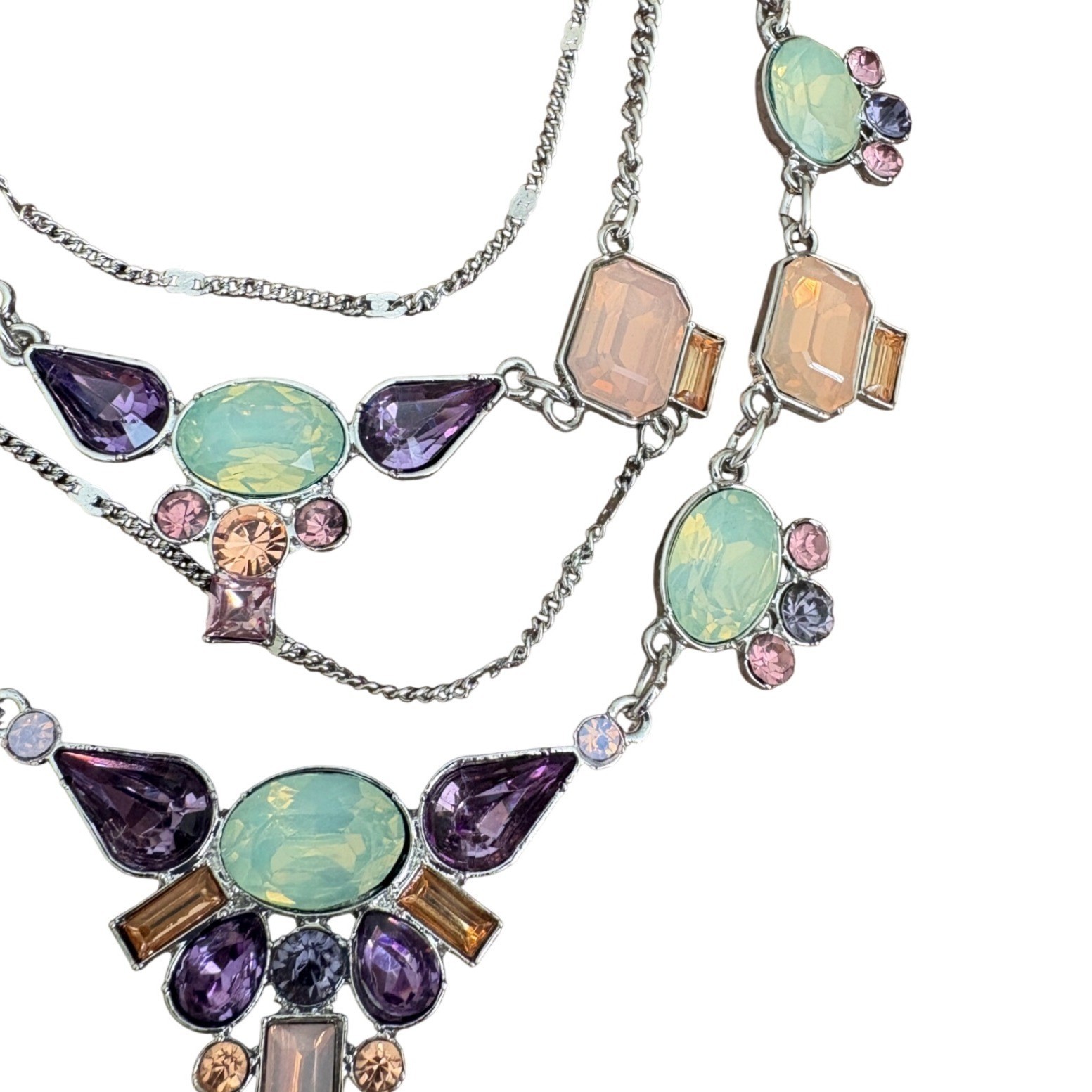 GUESS Silver Tone Layered Statement Necklace Past… - image 7