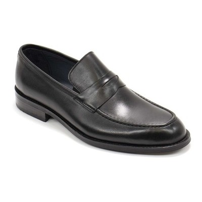 Men's Elegante Primo Leather Penny Loafer Casual Slip-on Shoes, Black Leather