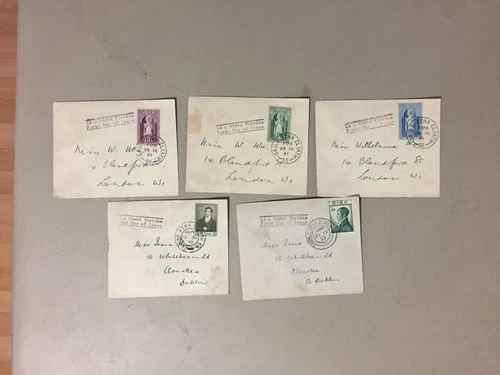 Five Ireland 1952,1953,3X 1961 set fdc