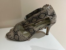 Kaleidoscope Shoes Size UK 4 Snake Print Cross Strap Peep Toe Heels Party