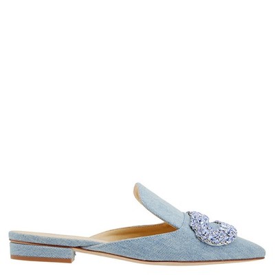 Giannico Daphne Crystal-embellished Woven Flat Sandals, Brand Size 35 (US Size
