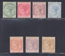 1886-87 Gibraltar, Stanley Gibbons No. 8/14 - AC Watermark - MH*