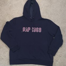 Gap Pullover Hoodie Navy Blue Hooded Pockets Women  s XL QLT47265