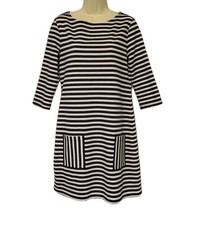 Tommy Hilfiger Navy Striped Pullover Shirt Dress Wmn's M 3/4 Sleeve Nautical