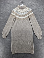 Maurices Sweater Dress Womens XS Beige Fair Isle Mock Neck Knit Long Sleeve