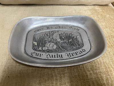 Vintage WILTON Armetale Give Us This Day Our Daily Bread Metal Tray Dish Plate 