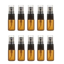 10 Pcs Refillable Glass Spray Bottles Brown Small Empty Perfume Liquid Dispenser
