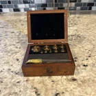 Antique  VOLAND 9 SCALE WEIGHTS & TWEEZERS- 1 -100 gram laboratory  / wood case