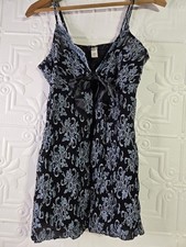 VTG Victoria's Secret Y2K Black Blue Open Front Babydoll Lingerie Size Large