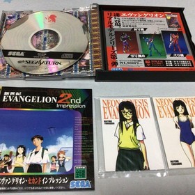 Sega Saturn Software Neon Genesis Evangelion Second Impression with Obi & 2