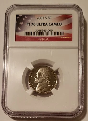 2001 S Jefferson Nickel Proof PF70 UC NGC Flag Label