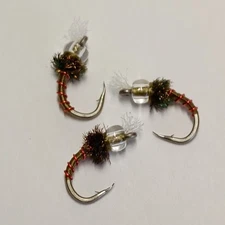 BWO Glass Bead Emerger Blue Wing Olive  Sz 14,16,18 - 3 pack - Trout Fly Fishing
