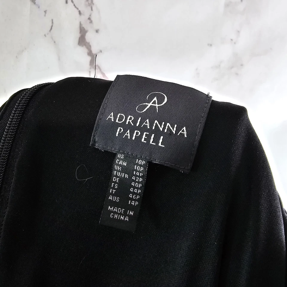 Adriana Papell Jumpsuit Women 10 P Medium Black Lace Flounce Boot Shoulder - Image 3 of 4