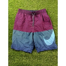 Nike Men's Horizon Stripe Vital Volley Swim Shorts Size S Purple Blue Running