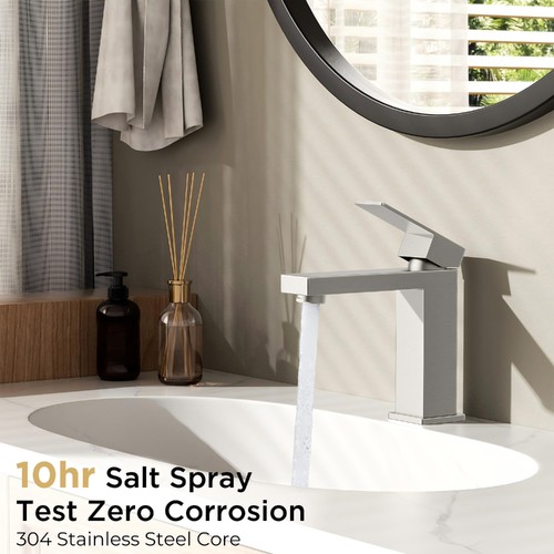 Bathroom Faucets, Single Hole Brushed Nickel Bathroom Faucet with Pop-up Drai... - Picture 6 of 9