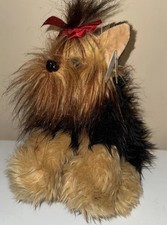 The Bearington Collection YORKIE Puppy Dog Plush Red Bow 11 Realistic