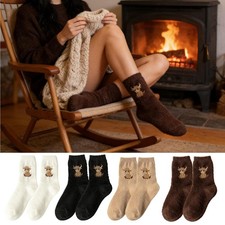 2 Pairs Women Super Soft Winter Cozzy Fuzzy Warm Socks Cute Highland Cow Socks 